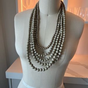 Multi strand natural nude color bead necklace adjustable length NWOT statement